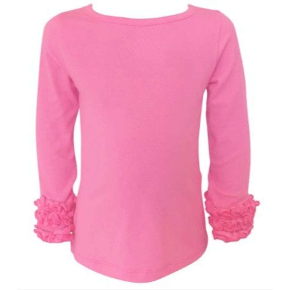 AnnLoren Baby Girls Pink Long Sleeve Ruffle Cuff Top 6-12 MO 95% Cotton